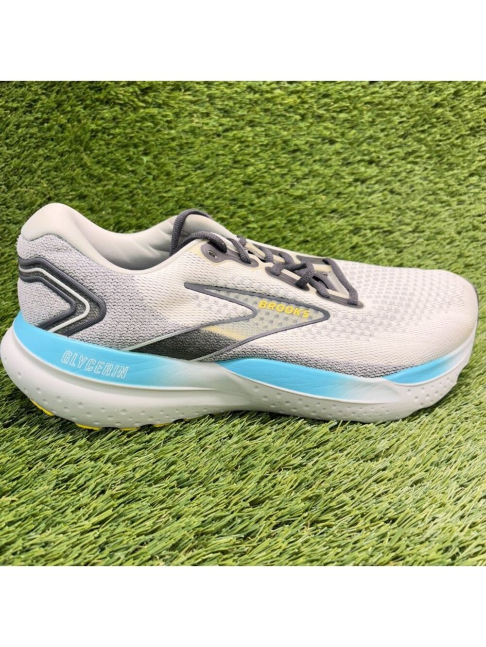 Brooks Glycerin 21 Mens Size 12 Gray Blue White Athletic Running Shoes Sneakers